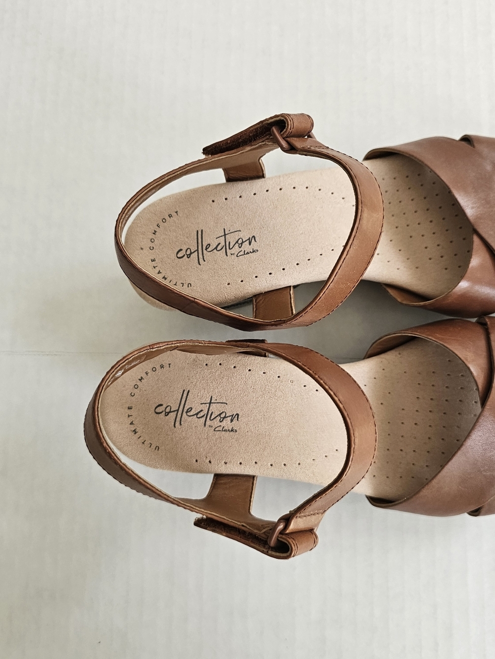 Collection By Clarks Lynette Wedge Sandals Size 9 Mahogany Brown Ankle Strap - Picture 8 of 12
